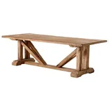 Casa Padrino Vintage Esstisch Eiche Rustikal Massiv 230 x 100 cm - Landhaus Stil Tisch massives Eichenholz - Braun