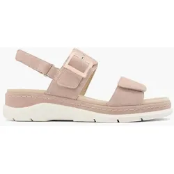 Leder Komfort Sandale - Damen - rosa