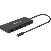 Manhattan USB-C auf Dual-HDMI Multiport-Adapter - Schwarz