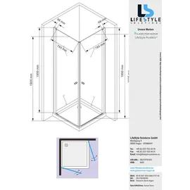 Glaszentrum Hagen Zeus Eckdusche mit Pendeltür 90 x 195 cm transparent ESG Glas