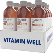 Vitamin Well Hydrate Erfrischungsgetränk Himbeere/Erdbeere 12 x 500 ml