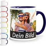 SpecialMe® Fototasse mit eigenem Bild personalisiert Fotogeschenke Tasse selber gestalten mit eigenem Foto und Text weiß-innen-navy standard