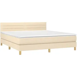 vidaXL Boxspringbett mit Matratze & LED Creme 180x200 cm Stoff