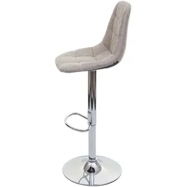 Mendler 2er-Set Barhocker HWC-A67, Barstuhl Tresenhocker, MVG-zertifiziert ~ creme-grau, Textil