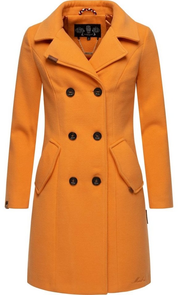 Marikoo Wintermantel Nanakoo edler Damen Trenchcoat in Wollmantel-Optik orange L (40)