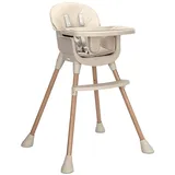 Lorelli Kinderhochstuhl Vanilla 3 in 1 Kinderstuhl, Tablett, Fußstütze, Gurt beige