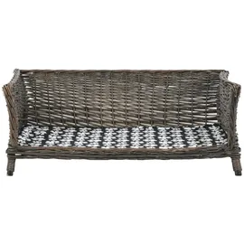 vidaXL Hundekorb mit Kissen Grau 90x54x35 cm Natur Weide