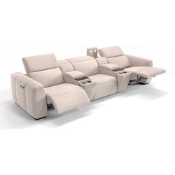 Stoff Relaxsofa MILLESIMO + Sitzheizung 3-Sitzer Kinosofa - beige