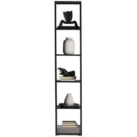 CARRYHOME Regal Schwarz, Metall, 4 Fächer, 37x188x30 cm, Beimöbel erhältlich, stehend, Wohnzimmer, Regale, Bücherregale