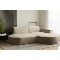 Fun Möbel Ecksofa Designersofa BONDY in Stoff Ascot Hellbraun