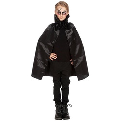 Metamorph Kostüm Schwarzes Vampircape für Kinder, Glänzender Umhang für kleine Blutsauger schwarz