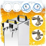 ich-zapfe Komplett Set Zapfanlage Kontakt 40/K Bierzapfanlage 2-leitig Trockenkühlgerät aus Edelstahl, 50 L/h, mit Membranpumpe, ohne,NC Adapter