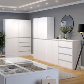 Vicco Kleiderschrank Claus, Weiß, 111 x 191.5 cm mit 6 Türen