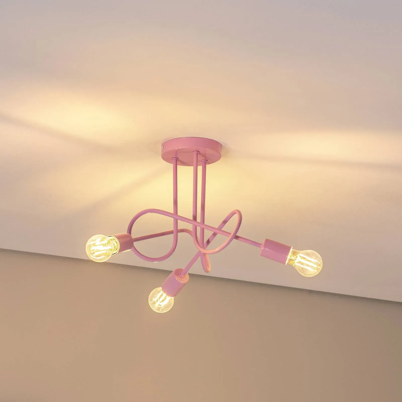 Deckenlampe Oxford HELAM, dimmbar, violett / pink / rose, für Wohn- / Esszimmer, Metall, Deckenlampe - 44 cm - 44 cm - 40 cm