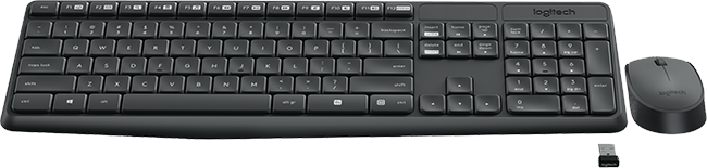 Logitech MK235 Desktopset, US-Layout, kabellos, Tastatur und Maus, AES-Verschlüsselung