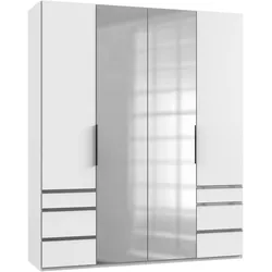 Drehtürenschrank mit Laden B: 200 cm Level, Weiß