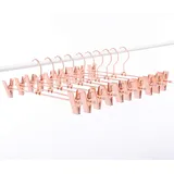 Cocomaya 33cm Heavy Duty Rose Gold Kupfer Metall Hosenbügel Hosenbügel Hosenbügel Rockbügel mit 360° drehbaren Haken und verstellbaren Clips 20 Stück