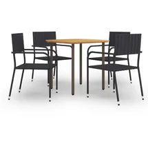 vidaXL 5-tlg. Garten-Essgruppe Poly Rattan Schwarz