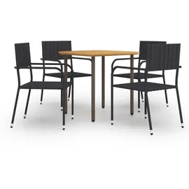 vidaXL 5-tlg. Garten-Essgruppe Poly Rattan Schwarz