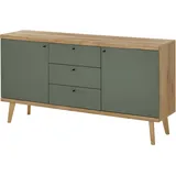 INOSIGN Sideboard INOSIGN "MAVAS", grün (evoke eiche dekor, salbei), B:160cm H:83cm T:40cm, Sideboards, Sideboard, in moderner Trendfarbe, Griffe aus Metall (Schwarz), Breite 160 cm