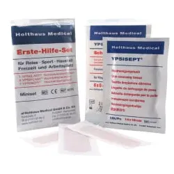 Holthaus Medical YPSELAST, YPSIPLAST & Temosept Erste-Hilfe-Set 65210 , 5-teiliges Miniset, Schnellverband steril
