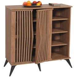 Kommode MCW-M45, Schrank Sideboard Anrichte Highboard, 3D-Design Staufächer 95x90x44cm, braun