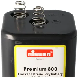 NISSEN Premium 800 4R25 Batterie 6 Volt max. 9000mAh Kapazität, Trockenbatterie 4R25 ohne Quecksilber und Cadmium