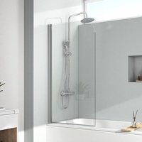 EMKE Duschwand für Badewanne 80x140 cm, Duschtrennwand für Badewanne Duschwand Badewanne, Duschabtrennung Badewanne 6mm Sicherheitsglas Badewannenaufsatz