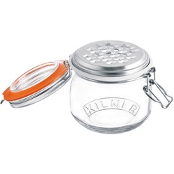 KILNER Käsereibe, Edelstahl, Glas, (1 Glas mit Deckel u. Bügelverschluss, Aufsatz-Reibe mit Gummiring), Inhalt 0,5 Liter weiß