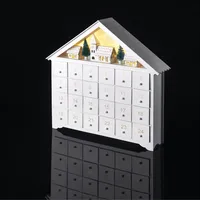 EMOS Leuchtender Adventkalender aus Holz, mit Minikästchen und Winterdorf, 8 LEDs warmweisses Licht, Weihnachtsdekoration, IP20 für Innen, 10000h Lebensdauer, 6/18h Timer, 0,4 Watt, 33x35 cm