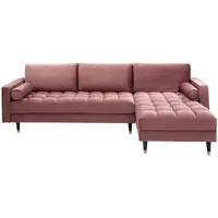 invicta INTERIOR Elegantes Ecksofa Cozy Velvet 260cm Altrosa Samt Federkern 3er-Sofa Samtoptik Eckcouch Sofa Couch