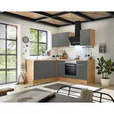 Respekta Winkelküche L-Form Marleen 220 cm Grau Artisan Eiche