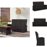 Gartenbank Mit Liegefunktion & Kissen Schwarz 173cm Poly Rattan - Gartenbank - Relaxbank - Gartenmöbeln - Rattan Möbel - Polyethylen Furniture