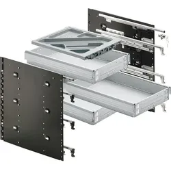HETTICH Schreibtisch-Container Systema Top 2000 Schnellmontage Set S1 - Alu - Finish