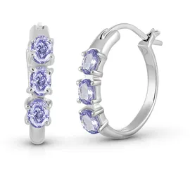 vira jewels Creolen Vira Jewels Silber 925 rhodiniert mit 6 Tansaniten weiß