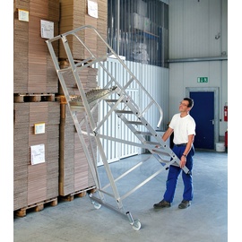 Günzburger Steigtechnik MUNK 52508 Aluminium Stufen-Stehleiter fahrbar 8 Stufen