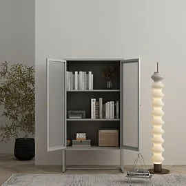 [en.casa] Aktenschrank Sulkava 150 x 80 x 40 cm Grau