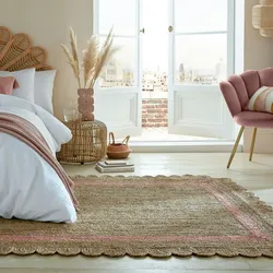 Einzigartiger Jute Teppich Grace, Handarbeit, von Kadima Design. Farbe: Braun-Rosa, Größe: 120x170 cm