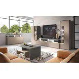 99rooms Rio Wohnzimmerset Cappuccino Anthrazit Schwarz mit LED-Beleuchtung