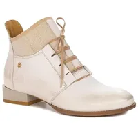 Stiefelette Stiefeletten Damen Leder Hellbeige, BLAUT, 39 EU - 39 EU