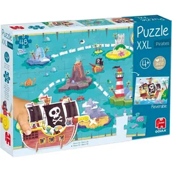 Jumbo Spiele Puzzle Goula 1110700209 - Piraten, XXL-Puzzle, 48 Teile und 3D-Piratenschiff, Puzzleteile