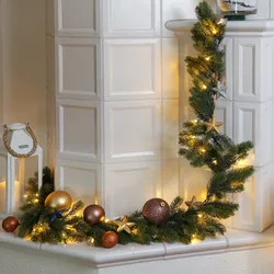 LED Tannengirlande Weihnachtsgirlande beleuchtet 1,8m Timer Batterie für Außen