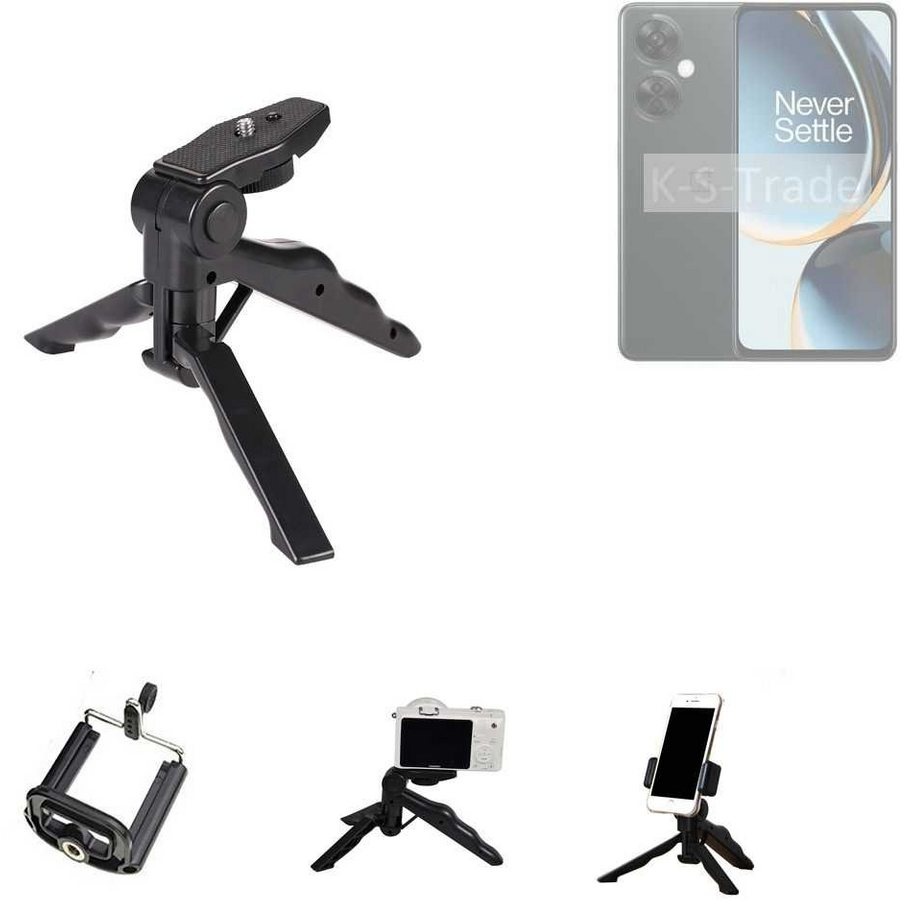 K-S-Trade für OnePlus Nord CE 3 Lite Smartphone-Halterung, (Stativ Tisch-Ständer Dreibein Handy-Stativ Ständer Mini-Stativ) schwarz
