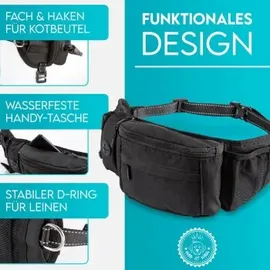 HUND IST KÖNIG Bauchtasche für Leckerlis - robuste Leckerlitasche mit Kotbeutelspender, Handyfach - Gurt für Flexileine