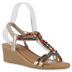 Damen Keilsandaletten in Gold