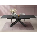 vente-unique Esstisch für 6 bis 10 Personen ausziehbar - Keramik & Metall - Marmor-Optik Schwarz - XERENA