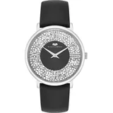 RHODENWALD & SÖHNE Quarzuhr Pamina in Silber Echtleder Schwarz 36,0 mm Damen