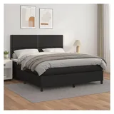 vidaXL Boxspringbett mit Matratze Schwarz 180x200 cm Kunstleder