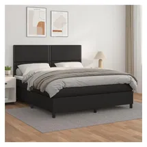 vidaXL Boxspringbett mit Matratze Schwarz 180x200 cm Kunstleder