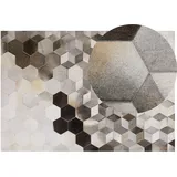 Teppich Kuhfell grau / weiß 160 x 230 cm geometrisches Muster Kurzflor SASON